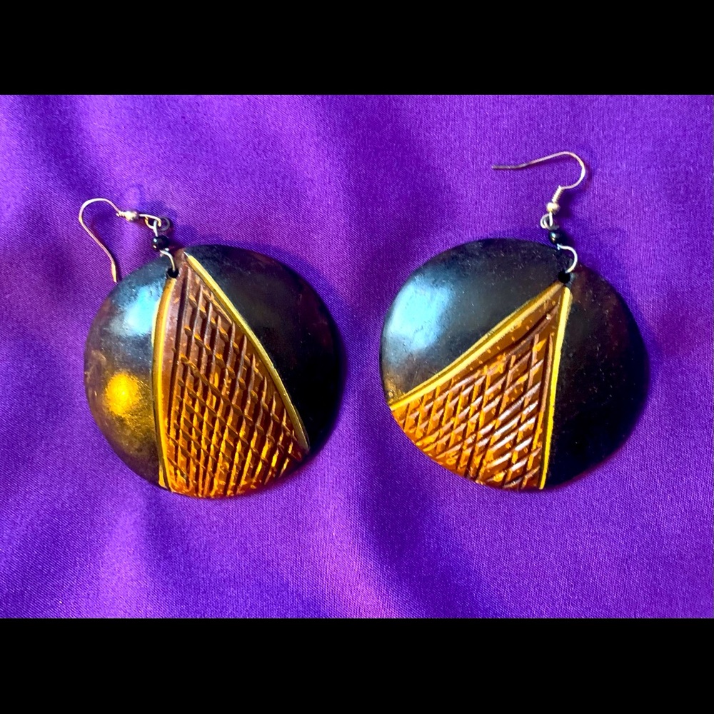 Carved Coconut Earrings